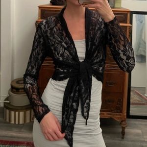 Black lace wrap top